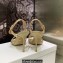 Dior Heel 9.5cm Cotton Embroidered with Square Strass Gem Sandals Beige 2023