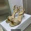 Dior Heel 8.5cm Cotton Embroidered with Strass Dway Sandals Gold 2023
