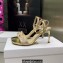 Dior Heel 8.5cm Cotton Embroidered with Strass Dway Sandals Gold 2023