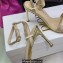 Dior Heel 8.5cm Cotton Embroidered with Strass Dway Sandals Gold 2023