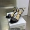 Dior Heel 8.5cm Cotton Embroidered with Strass Dway Sandals Black 2023