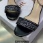 Dior Heel 8.5cm Cotton Embroidered with Strass Dway Sandals Black 2023