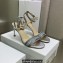 Dior Heel 8.5cm Cotton Embroidered with Strass Dway Sandals Silver 2023