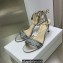 Dior Heel 8.5cm Cotton Embroidered with Strass Dway Sandals Silver 2023