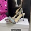 Dior Heel 8.5cm Cotton Embroidered with Strass Dway Sandals Silver 2023