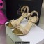 Dior Heel 7.5cm Cotton Embroidered with Strass Dway Sandals Gold 2023