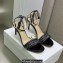 Dior Heel 7.5cm Cotton Embroidered with Strass Dway Sandals Black 2023