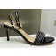 Dior Heel 7.5cm Cotton Embroidered with Strass Dway Sandals Black 2023