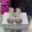 Dior Heel 7.5cm Cotton Embroidered with Strass Dway Sandals Silver 2023