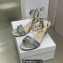 Dior Heel 7.5cm Cotton Embroidered with Strass Dway Sandals Silver 2023