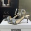 Dior Heel 7.5cm Cotton Embroidered with Strass Dway Sandals Silver 2023