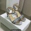 Dior Heel 6.5cm Cotton Embroidered with Strass Dway Sandals Silver 2023