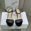 Dior Heel 6.5cm Cotton Embroidered with Strass Dway Sandals Black 2023