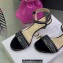 Dior Heel 6.5cm Cotton Embroidered with Strass Dway Sandals Black 2023