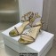 Dior Heel 6.5cm Embroidered with Multicolor Square Strass Gem Sandals Gold 2023