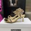 Dior Heel 6.5cm Embroidered with Multicolor Square Strass Gem Sandals Gold 2023