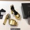 Saint Laurent Heel 13.5cm Platform 4cm jodie Sandals Gold 2023