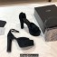 Saint Laurent Heel 13.5cm Platform 4cm jodie Sandals Suede Black 2023