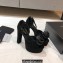 Saint Laurent Heel 13.5cm Platform 4cm jodie Sandals Rose Suede Black 2023