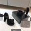 Saint Laurent Heel 13.5cm Platform 4cm jodie Sandals Rose Suede Black 2023