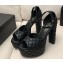 Saint Laurent Heel 13.5cm Platform 4cm jodie Sandals Quilted Black 2023