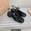 Miu Miu Heel Patent leather slingback pumps with metal lettering logo Black 2023