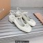 Miu Miu Heel Patent leather slingback pumps with metal lettering logo White 2023