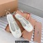 Miu Miu Heel Patent leather slingback pumps with metal lettering logo White 2023