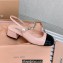 Miu Miu Heel Patent leather slingback pumps with metal chain Pink 2023