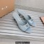 Miu Miu Heel Patent leather Mules with perforated logo Blue 2023