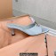 Miu Miu Heel Patent leather Mules with perforated logo Blue 2023
