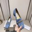 Jimmy Choo Heel 5cm Diamond Talura Loafers Denim JC Monogram with Chain 2023