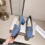 Jimmy Choo Heel 5cm Diamond Talura Loafers Denim JC Monogram with Chain 2023