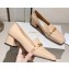 Jimmy Choo Heel 5cm Diamond Talura Soft Patent Leather Loafers Beige with Chain 2023
