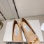 Jimmy Choo Heel 5cm Diamond Talura Soft Patent Leather Loafers Beige with Chain 2023