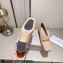 Jimmy Choo Heel 5cm Diamond Talura Soft Patent Leather Loafers Beige with Chain 2023