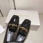Jimmy Choo Heel 5cm Diamond Talura Soft Patent Leather Loafers Black with Chain 2023