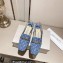 Jimmy Choo Heel 5cm Diamond Talura Sling Back Pumps Denim JC Monogram with Chain 2023