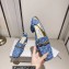 Jimmy Choo Heel 5cm Diamond Talura Sling Back Pumps Denim JC Monogram with Chain 2023