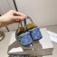 Jimmy Choo Heel 5cm Diamond Talura Sling Back Pumps Denim JC Monogram with Chain 2023