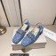Jimmy Choo Heel 5cm Diamond Talura Sling Back Pumps Denim JC Monogram with Chain 2023