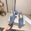 Jimmy Choo Heel 5cm Diamond Talura Sling Back Pumps Denim JC Monogram with Chain 2023