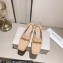 Jimmy Choo Heel 5cm Diamond Talura Soft Patent Leather Sling Back Pumps Beige with Chain 2023