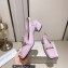 Jimmy Choo Heel 5cm Diamond Talura Soft Patent Leather Sling Back Pumps Pink with Chain 2023