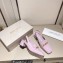 Jimmy Choo Heel 5cm Diamond Talura Soft Patent Leather Sling Back Pumps Pink with Chain 2023