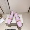 Jimmy Choo Heel 5cm Diamond Talura Soft Patent Leather Sling Back Pumps Pink with Chain 2023