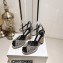 Jimmy Choo Heel 11cm Platform 2cm Sacaria PF Sandals Black/Silver with Crystals 2023