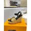 Louis Vuitton Heel 10cm Platform 6cm Raffia Starboard Wedge Espadrille Sandals Black 2023