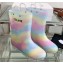 Celine Logo Rain Boots Rainbow 2023