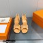 Hermes Heel 9.5cm sandals in suede goatskin Apricot with rhinestone 2023